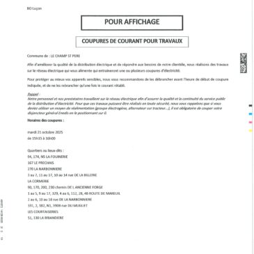 Coupures de courant pour travaux