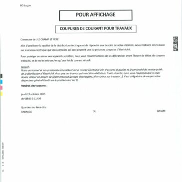 Coupures de courant pour travaux