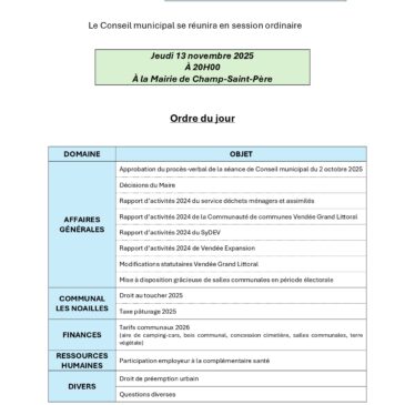 Réunion du Conseil Municipal du 13 novembre 2025