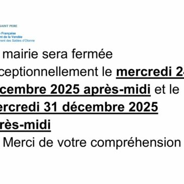 Fermeture exceptionnelle de la Mairie