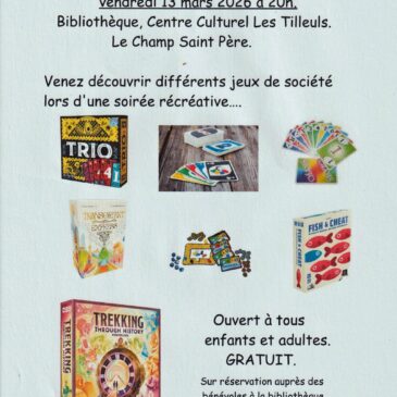 Soirée JEUX DE SOCIETE à la bibliothèque.